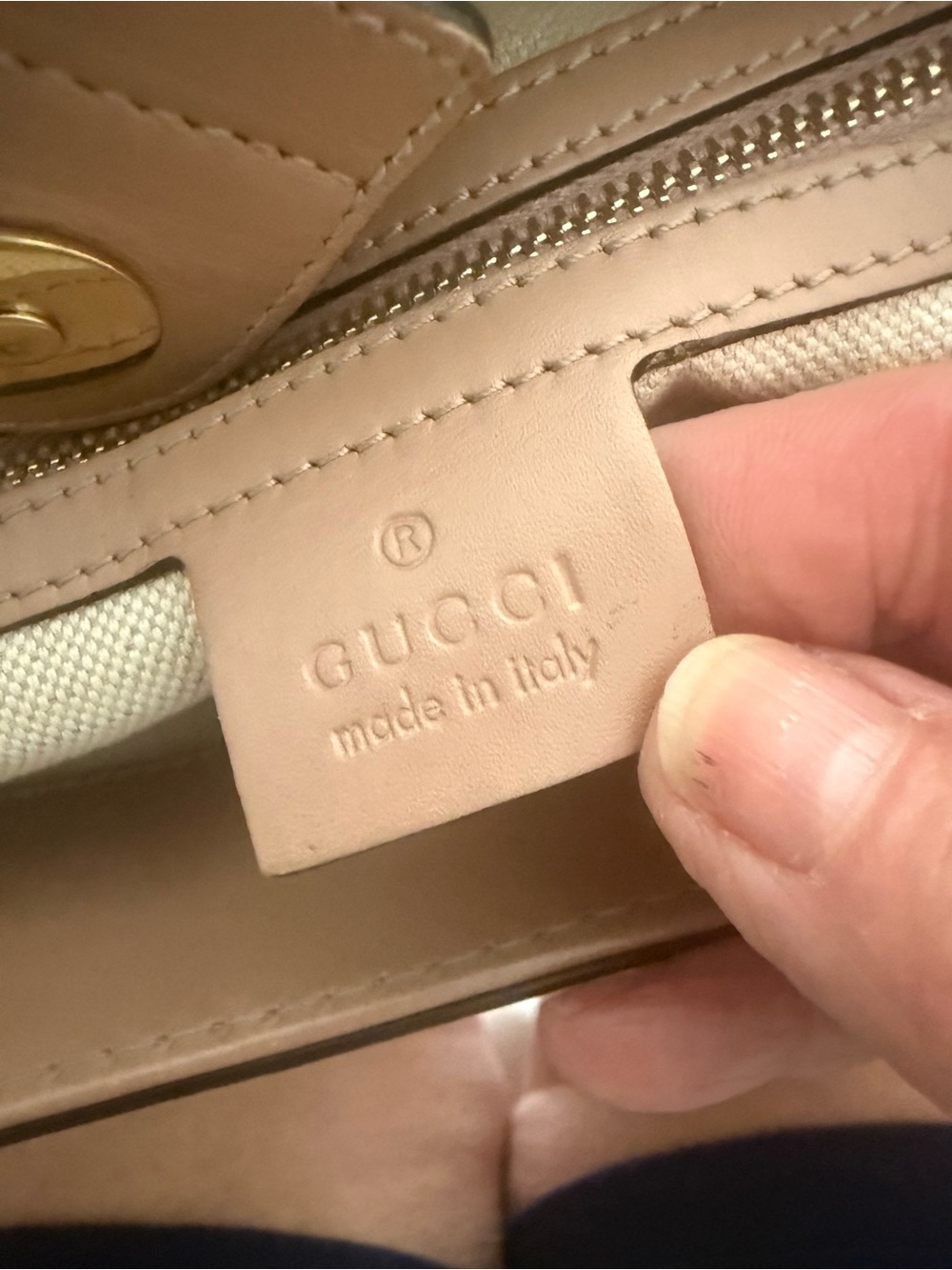 Gucci GG Canvas Tote Bag Tan Leather Trim Small/Medium Classic Monogram - Picture 7 of 9